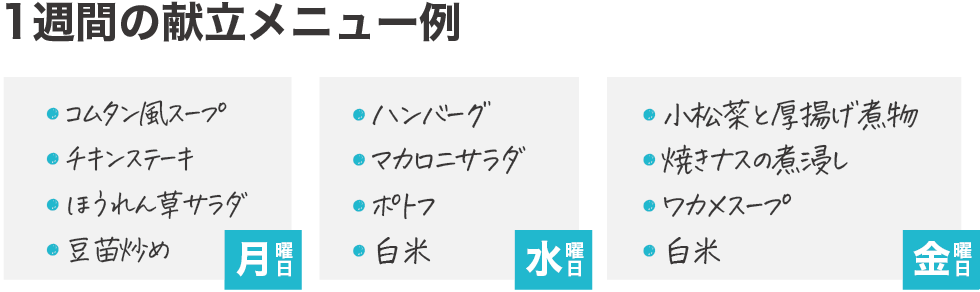 週3回、栄養バランスの良い食事付き！